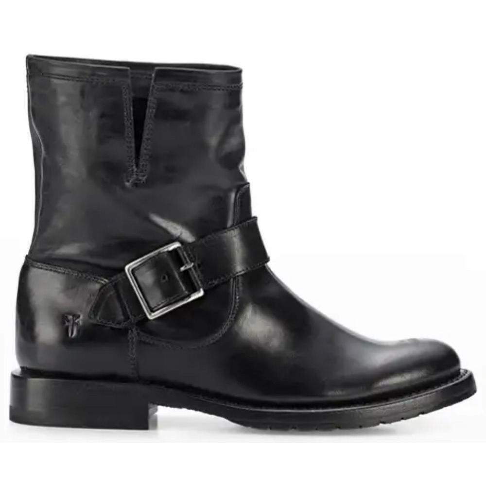 Frye Black Leather Combat Boots